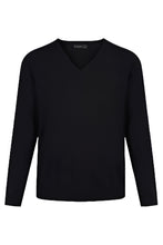 Load image into Gallery viewer, Fitted Black V Neck Jumper