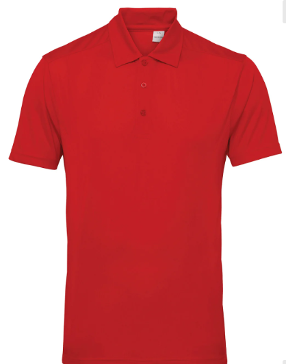 BGC Red Tech Polo Shirt with logo