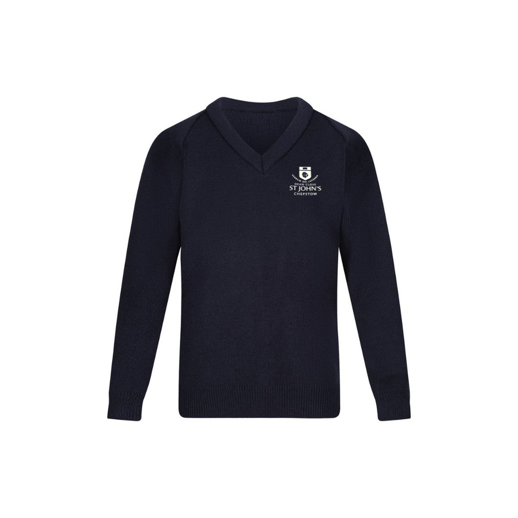 St John's Navy Embroidered Acrylic Jumper