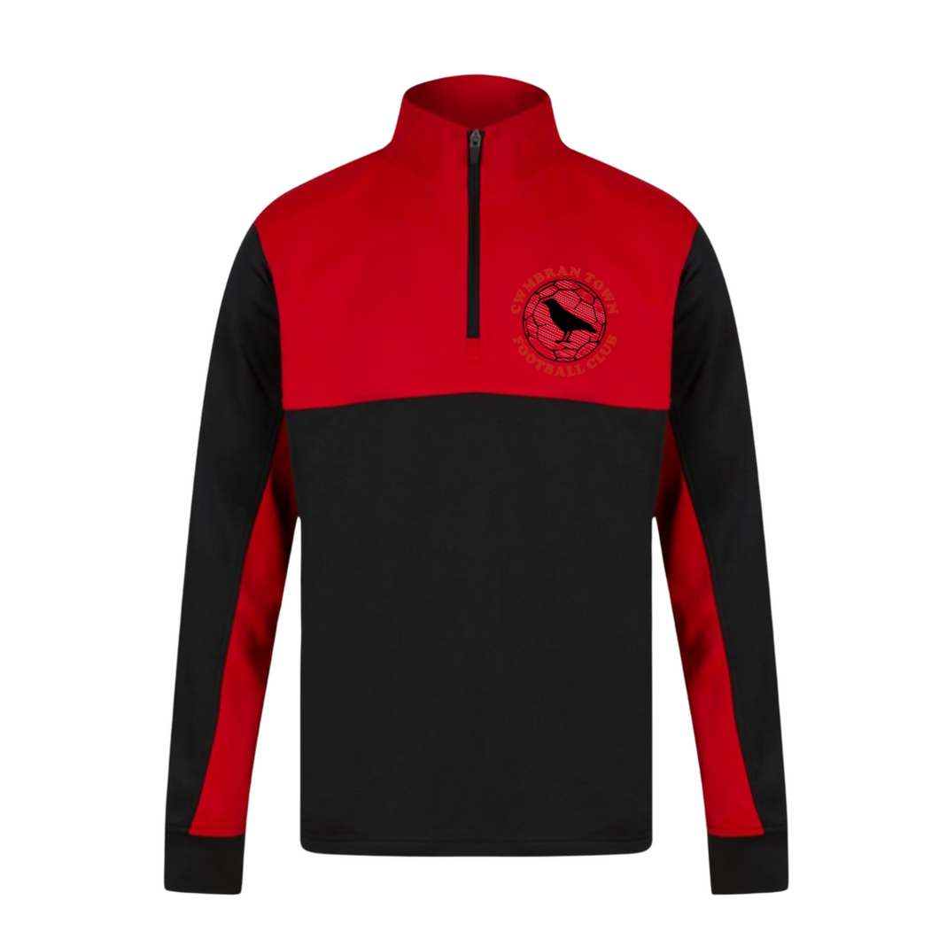 Cwmbran Town Contrast Quarter Zip Midlayer with Club Logo