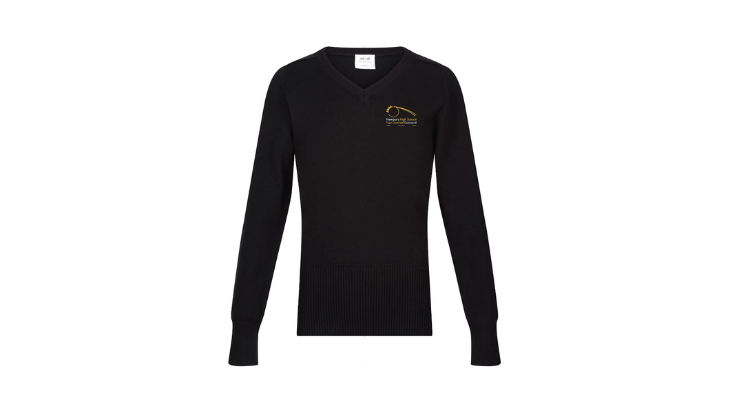 Newport High Girls Embroidered V Neck Cotton Jumper