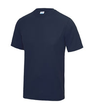 Load image into Gallery viewer, NHSOB Block Colour Navy Tech Tee with club logo
